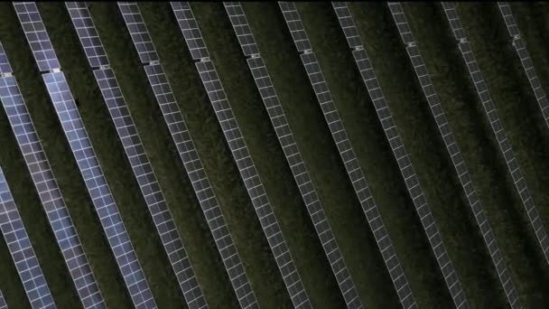 Воздушный Вид Над Коллекторами Солнечного Света Фотоэлектрическом Заводе Птичий Глаз — стоковое видео