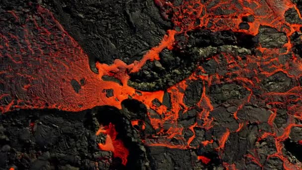 Terrificante Flusso Lava Dal Cratere Durante Eruzione Vulcanica Del Geldingadalir — Video Stock