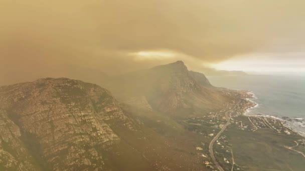 Кейптаун Південна Африка Вид Згори Густий Дим Від Лісових Пожеж — стокове відео