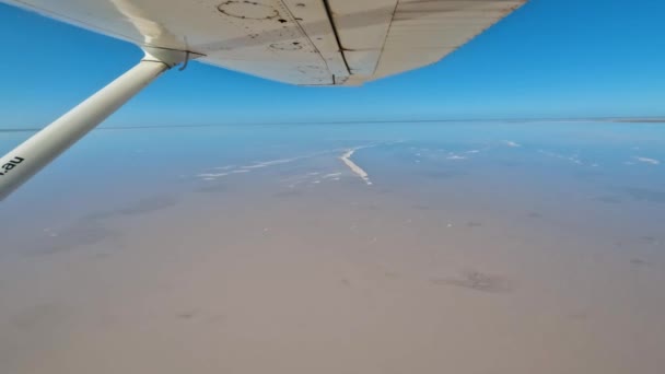 Lago Frome Experiencia Vuelo Turístico Aeronaves Volando Largo Salt Flat — Vídeos de Stock