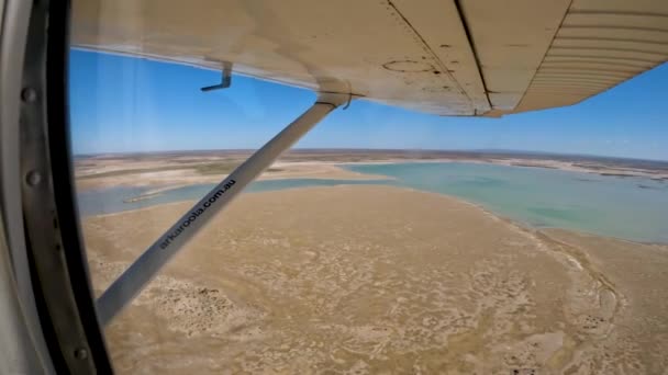 Aerial View Callabonna Lake Landscape Pov Small Touristic Aircraft South — Stock Video