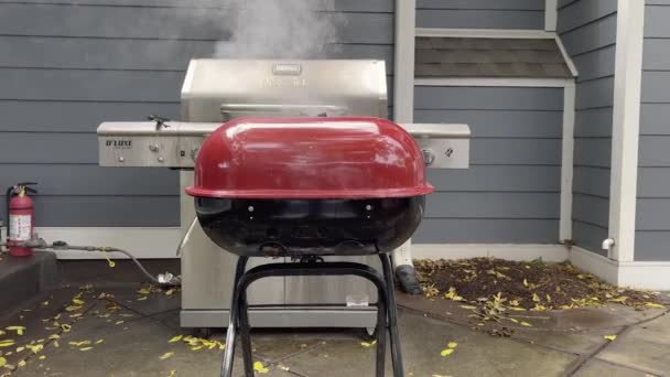 Red Black Bbbq Grill Nashville Party House Tailgate Football Steak — Stock video