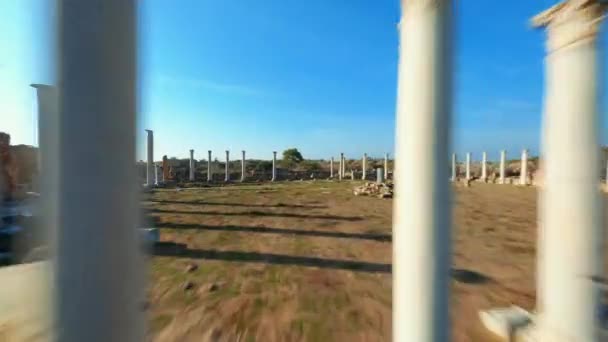 Letecký Pohled Starobylé Město Salamis Severní Kypr — Stock video