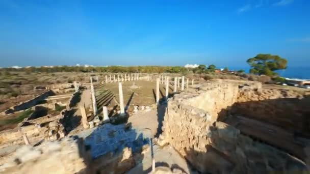 Letecký Pohled Starověké Ruiny Salamisu — Stock video