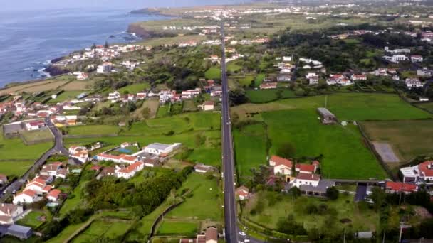 Dlouhá Rovná Dálnice Mezi Městy Pobřeží Azorských Ostrovů Letecká — Stock video