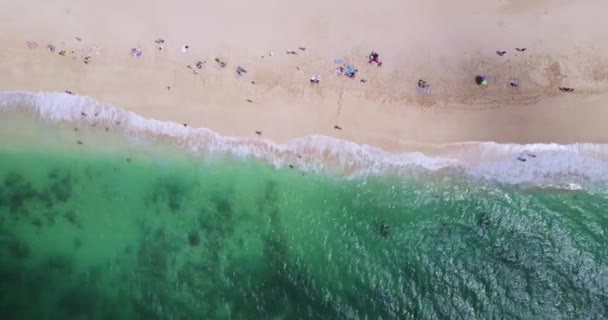 Vue Aérienne Haut Vers Bas Montrant Mouvement Plage Oahu Hawaï — Video