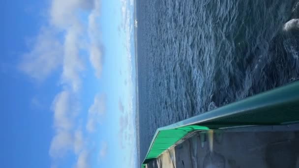 シアトル近くの海を渡るフェリーから地平線を振り返ると — ストック動画