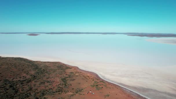 Καθιέρωση Πλάνο Της Λίμνης Gairdner Διάστρεμμα Λευκή Επιφάνεια Salt Λίμνη — Αρχείο Βίντεο