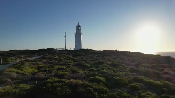Überflugvegetation Zum Corny Point Leuchtturm Meer Yorke Peninsula Australien — Stockvideo