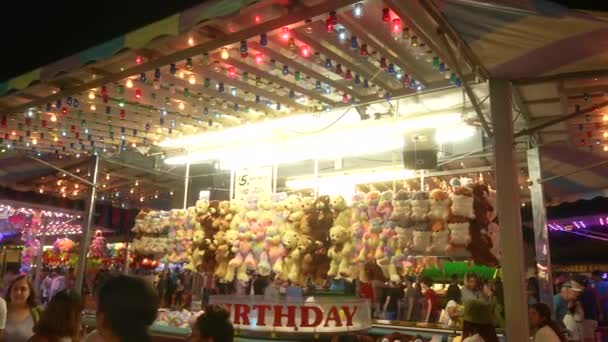 Lichter Blinken Auf Wenn Eine Bunte Menschenmenge Nachts Einen Karneval — Stockvideo
