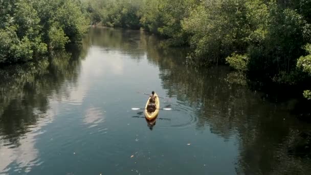Turystyczne Spływy Kajakowe Lesie Nad Jeziorem Mangrove Paredn Escuintla Gwatemala — Wideo stockowe