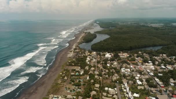 Panoramautsikt Över Staden Paredon Stillahavskusten Provinsen Escuintla Guatemala Flygfoto Med — Stockvideo