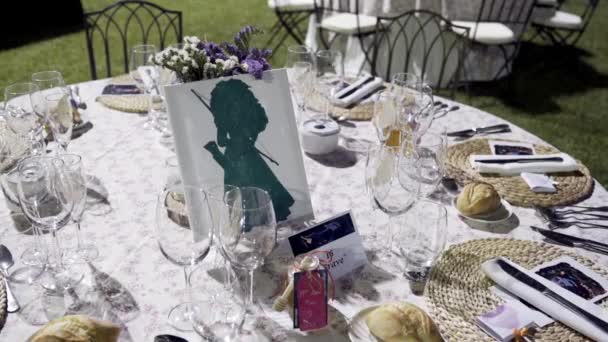 Meja Makan Pernikahan Makanan Yang Enak Pengaturan Meja Berkelas Video — Stok Video