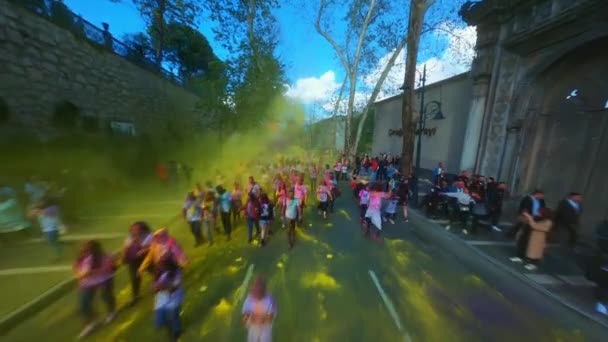 Pulverizando Colorido Holi Color Fest Cor Fest Holi Explosão Cores — Vídeo de Stock