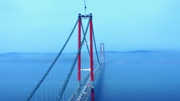 Γέφυρα Δαρδανελίων Anakkale Boaz Kprs Είναι Μια Κρεμαστή Γέφυρα Που — Αρχείο Βίντεο