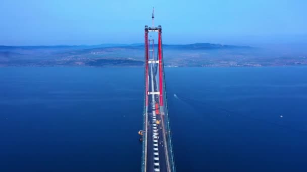 1915 Canakkale Bridge Luchtfoto Canakkale Turkije Langste Ter Wereld Tijd — Stockvideo