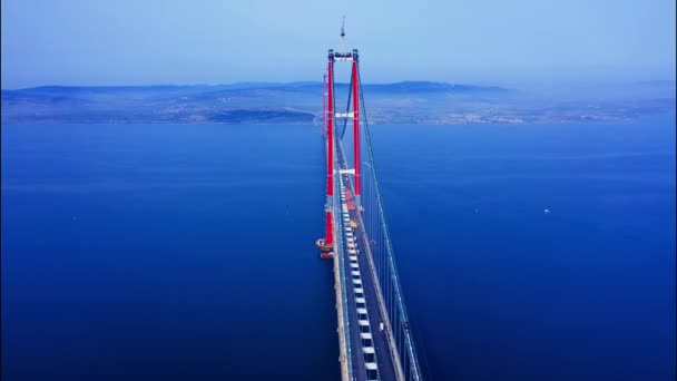 Aerial Time Lapse Canakkale Bridge Turquía — Vídeo de stock