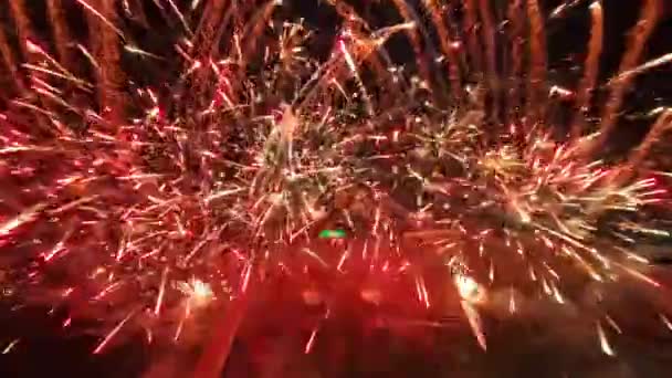 Großes Feuerwerk Einzigartige Nahaufnahme Aus Der Luft Schöne Farben Von — Stockvideo