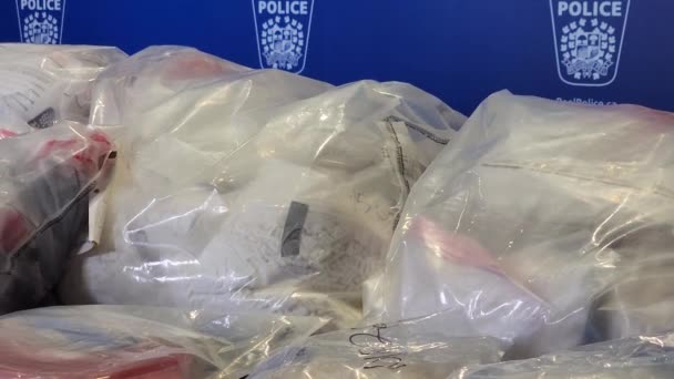 Police Confisqué Une Quantité Massive Drogues Illégales Vue Rapprochée Curseur — Video