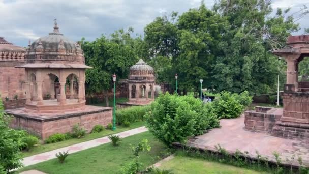 Historické Indické Cenotafy Dome Struktury Mandore Garden Jodhpur — Stock video