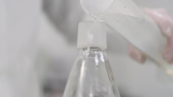 Científico Experimentando Prueba Pureza Del Tratamiento Del Agua Laboratorio Ciencia — Vídeos de Stock