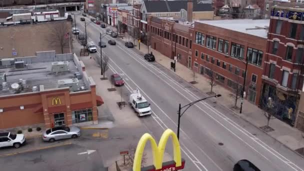 Chicago Usa Onthulling Drone Shot Downtown Buildings West Side Suburbs — Stockvideo