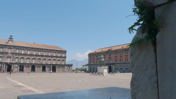 Avslöjar Imponerande Kungliga Palatset Neapel Solig Dag Panorering Skott Italien — Stockvideo