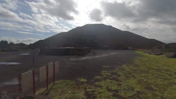 Teotihuacan Timelapse Skyline Visión Pirámide Indígena Templo Mexicano Famoso — Vídeos de Stock