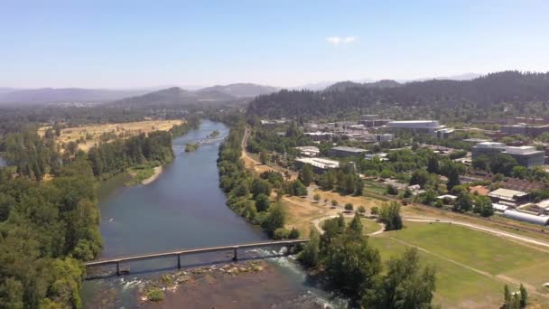 Willamette Rivier Eugene Oregon Uitzicht Drone — Stockvideo
