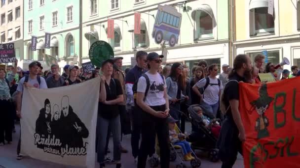 Manifestanti Marciano Venerdì Futuro Raduno Ambientale Svezia — Video Stock