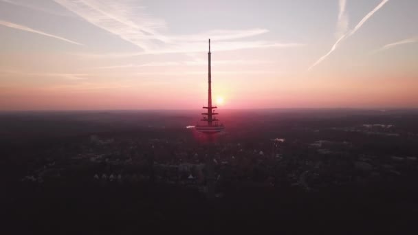 Fernmeldeturm Kiel Telekommunikationstornet Kiel Kiel Tyskland Scenisk Utsikt Över Solnedgången — Stockvideo