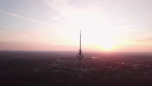 Panoramisch Uitzicht Stad Kiel Bij Zonsondergang Cummunicatietoren — Stockvideo