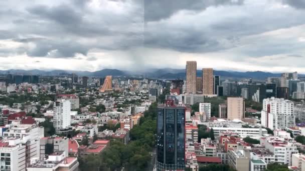 Timelapse Skott Från Taket Mexico Stad Stark Storm — Stockvideo