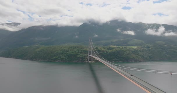 Obrovský Most Hardanger Spojující Dva Tunely Norsko Evropa — Stock video