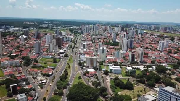 Αστικό Περιβάλλον Cityscape Στο Sunny Country Aerial — Αρχείο Βίντεο