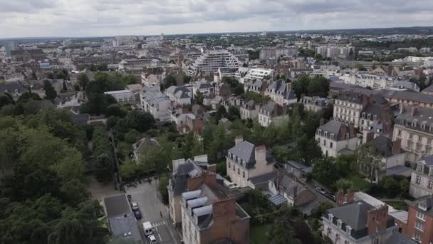 Barrio Residencial Rennes Francia Avance Aéreo — Vídeo de stock