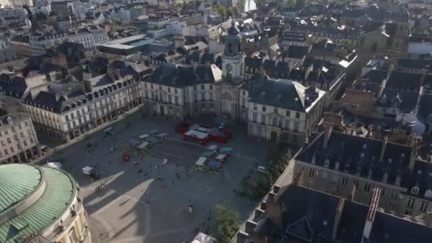 Rennes City Hall Náměstí Mairie Francii Letecký Shora Dolů Vpřed — Stock video