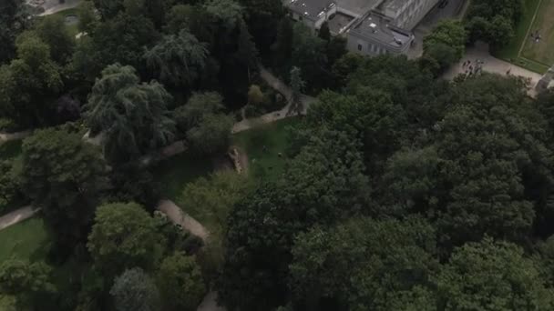 Jardines Thabor Rennes Francia Arriba Abajo Aéreo Hacia Adelante — Vídeos de Stock