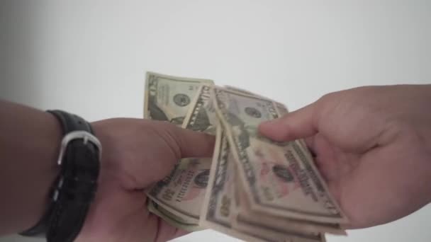 Händer Som Räknar Dollar Kontanter — Stockvideo