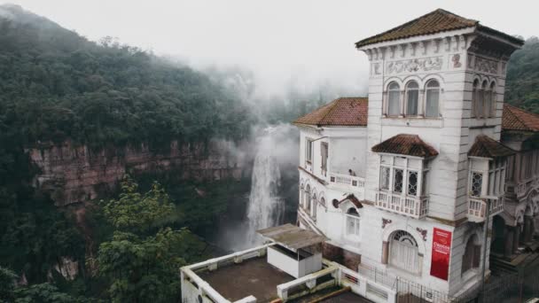 Vista Aérea Museu Das Cataratas Tequendama Rumo Cascatas Tequendama Colômbia — Vídeo de Stock