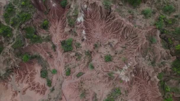 Αεροφωτογραφία Του Απέραντου Τοπίου Barren Της Ερήμου Tatacoa Κοντά Neiva — Αρχείο Βίντεο
