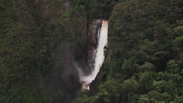 Vista Aerea Del Salto Bordones Cascata Foresta Densa Huila Colombia — Video Stock