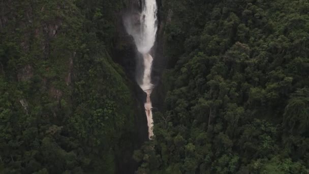 Flygfoto Över Cascada Salto Bordones Huila Colombia Drönare Skott — Stockvideo