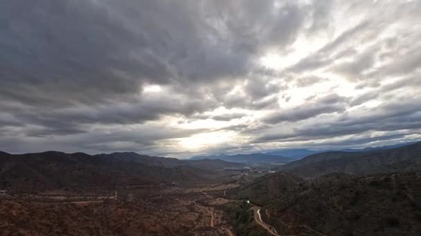 Timelapse Clouds Sunset Dusk Falls Night Mountains — Stock Video