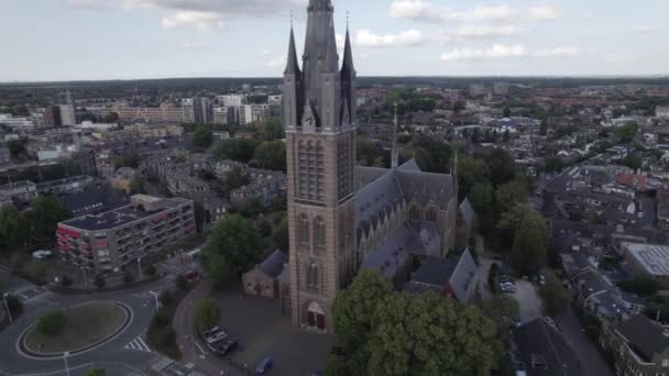 Сценическая Неоготическая Церковь Хилверсуме Церковь Святого Вита Национальный Памятник Нидерланды — стоковое видео
