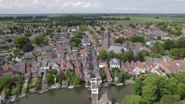 Flygfoto Över Historiska Vita Vindbryggan Loenen Aan Vecht Utrecht — Stockvideo
