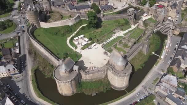 Fransa Nın Ille Vilaine Kentindeki Fougres Şatosunun Duvarları Hendekleri Üzerinde — Stok video