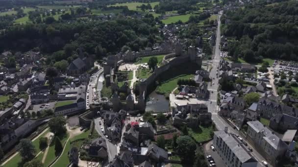Fougres Castle Ille Vilaine France Aerial Drone Descending — Stock Video