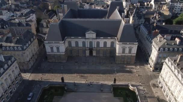Facade Brittany Parliament Rennes City Center France Повітряний Верх Донизу — стокове відео
