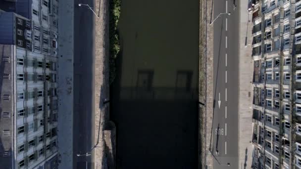 Budovy Podél Řeky Vilaine Rennes Francii Letecký Shora Dolů Přímo — Stock video